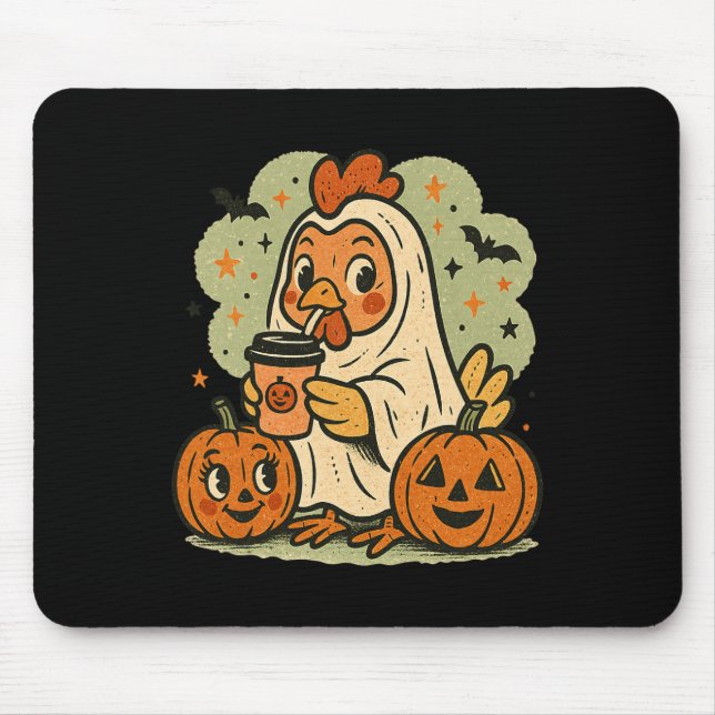 Halloween Chicken Ghost Costume Retro Tee Rooster  Mouse Pad (Front)