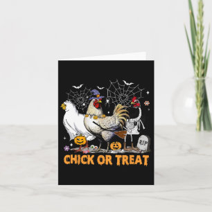 Halloween Chicken Pumpkin Chick Or Treat Spooky Se Card