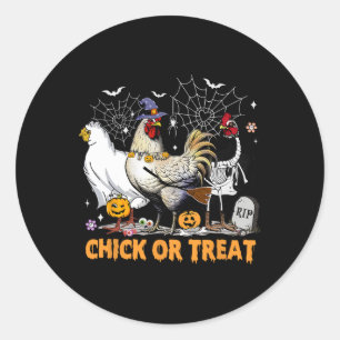 Halloween Chicken Pumpkin Chick Or Treat Spooky Se Classic Round Sticker