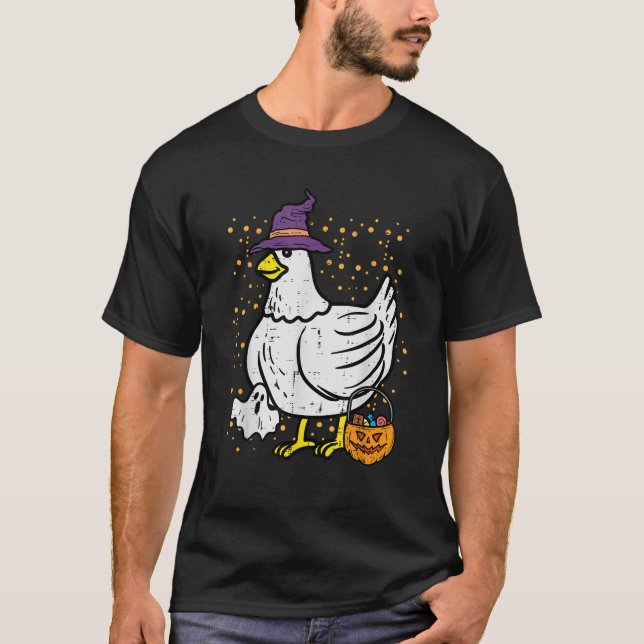 Halloween Chicken Rooster Costume Farmer Men Women T-Shirt (Front)