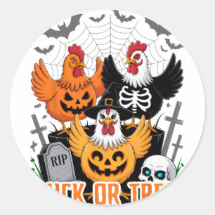 Halloween Chicken Skeleton Chick Or Treat Spooky S Classic Round Sticker