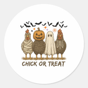 Halloween Chicken Skeleton Chick Or Treat Spooky S Classic Round Sticker