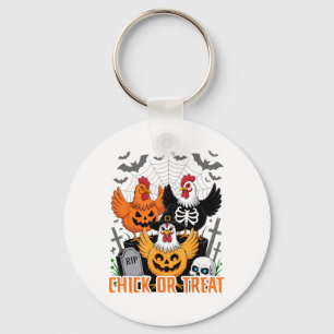 Halloween Chicken Skeleton Chick Or Treat Spooky S Key Ring