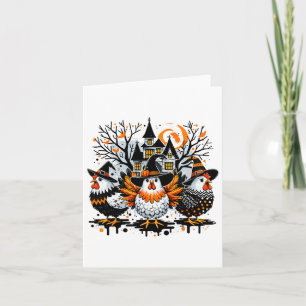 Halloween Chickens Farmer Chicken Girl Card
