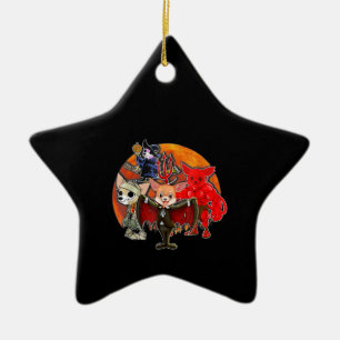 Halloween Chihuahua Costume Mummy Evil Witch Pumpk Ceramic Ornament