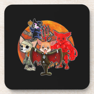 Halloween Chihuahua Costume Mummy Evil Witch Pumpk Coaster