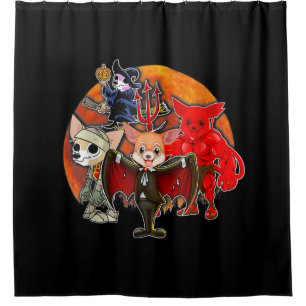 Halloween Chihuahua Costume Mummy Evil Witch Pumpk Shower Curtain