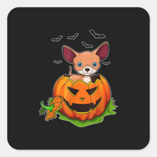 Halloween Chihuahua Dog Lovers Pumpkin Grunge Jack Square Sticker