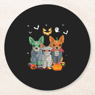 Halloween Chihuahua Dog Witch Cute Gift Dachshund Round Paper Coaster