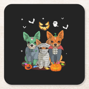 Halloween Chihuahua Dog Witch Cute Gift Dachshund Square Paper Coaster