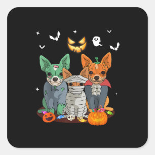 Halloween Chihuahua Dog Witch Cute Gift Dachshund Square Sticker