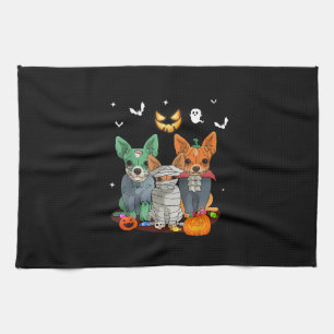 Halloween Chihuahua Dog Witch Cute Gift Dachshund Tea Towel