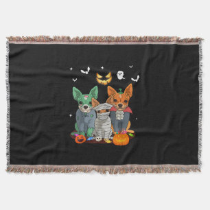 Halloween Chihuahua Dog Witch Cute Gift Dachshund Throw Blanket