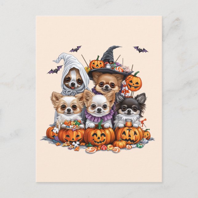 Halloween Chihuahua Dogs Postcard (Front)