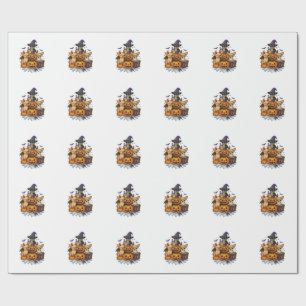 Halloween Chihuahua Dogs Pumpkins Witch Hat Spell  Wrapping Paper