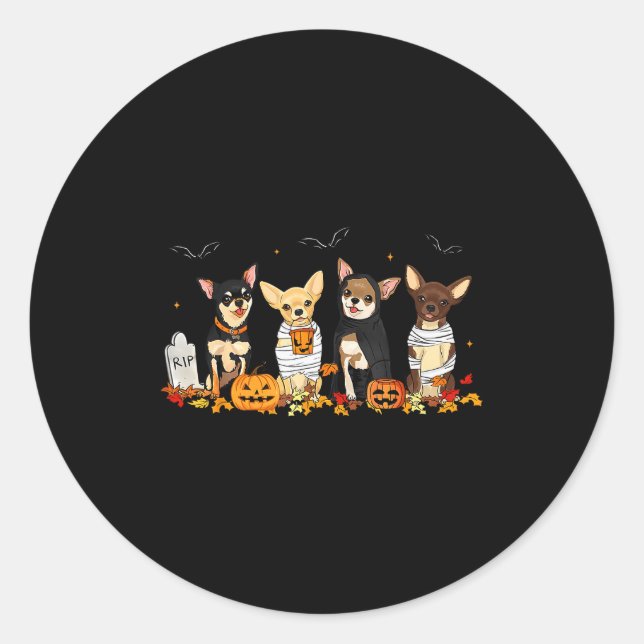 Halloween Chihuahua Ghost Soky Chihuahua Lovers Do Classic Round Sticker (Front)