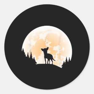 Halloween Chihuahua Moon Dogs Lover Funny Hallowee Classic Round Sticker