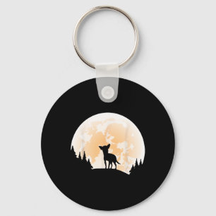 Halloween Chihuahua Moon Dogs Lover Funny Hallowee Key Ring