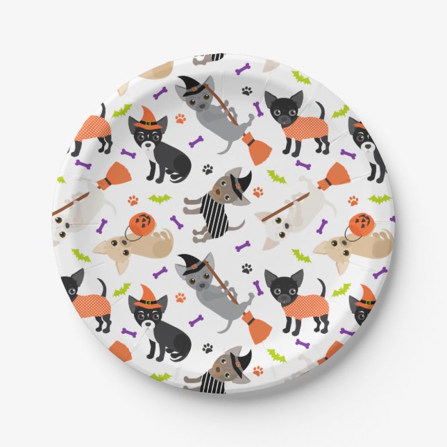 Halloween Chihuahua Paper Plate (Front)