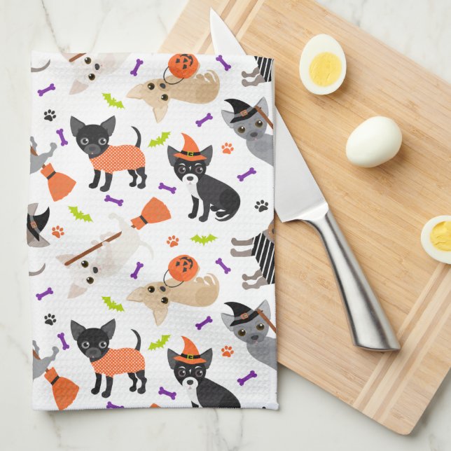 Halloween Chihuahua Tea Towel (Quarter Fold)