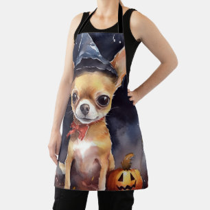 Halloween chihuahua With Pumpkins Scary Apron