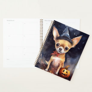 Halloween chihuahua With Pumpkins Scary Planner