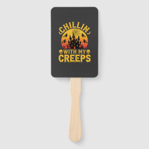 Halloween Chillin With My Creeps Haunted Castle De Hand Fan