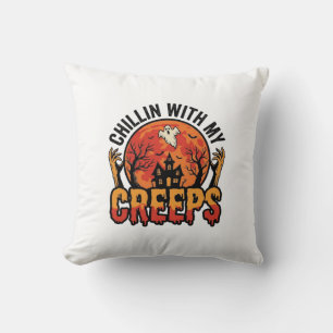 Halloween Chillin With My Creeps Vintage T-Shirt D Cushion