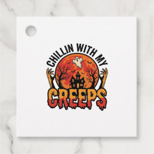 Halloween Chillin With My Creeps Vintage T-Shirt D Favour Tags