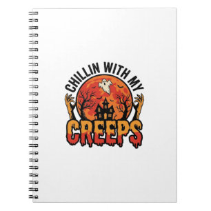 Halloween Chillin With My Creeps Vintage T-Shirt D Notebook
