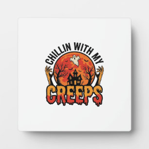Halloween Chillin With My Creeps Vintage T-Shirt D Plaque