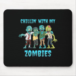 Halloween Chillin With My Zombies Boys Girls Kids Mouse Pad