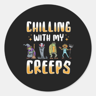 Halloween Chilling With Creeps Classic Round Sticker