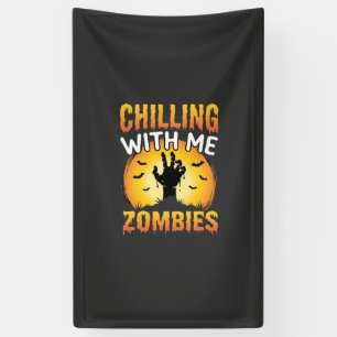 Halloween Chilling With Me Zombies Graphic Banner
