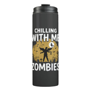 Halloween Chilling With Me Zombies Vintage Graphic Thermal Tumbler