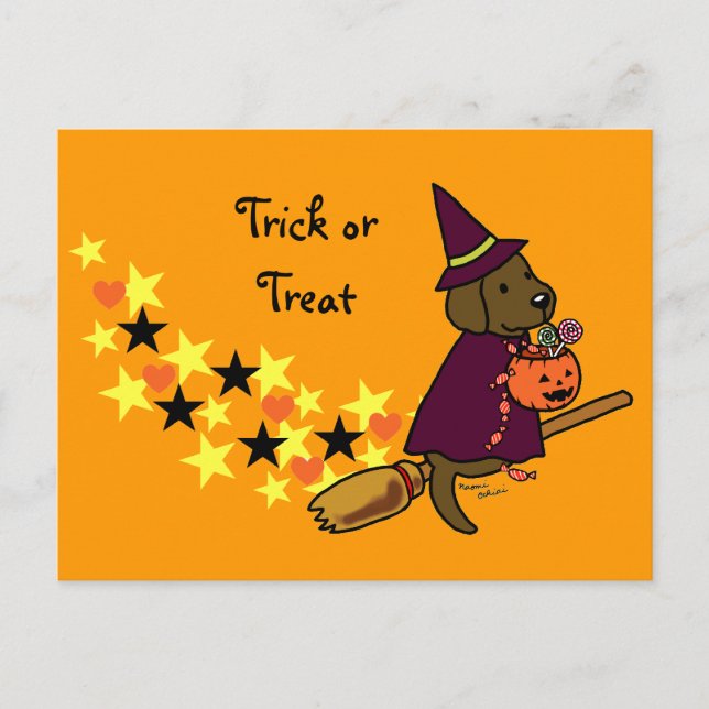 Halloween Chocolate Labrador Cartoon 1 Postcard (Front)
