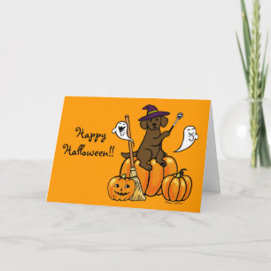 Halloween Chocolate Labrador Cartoon 2 Card