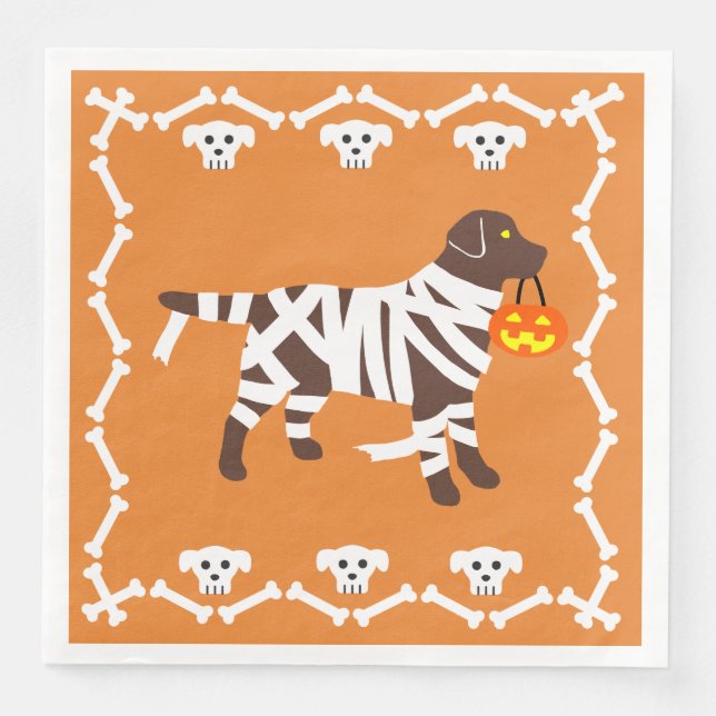 Halloween Chocolate Labrador Mummy Napkin (Front)