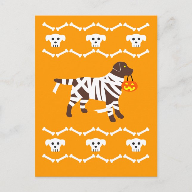 Halloween Chocolate Labrador Mummy Postcard (Front)