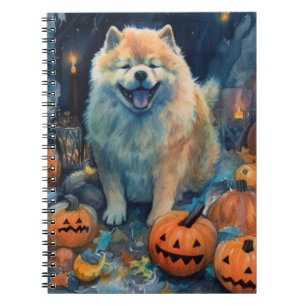 Halloween Chow Chow With Pumpkins Scary  Notebook
