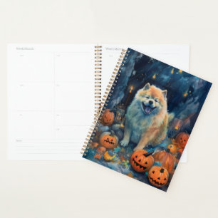 Halloween Chow Chow With Pumpkins Scary Planner