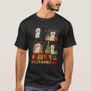 Halloween Christmas Bichon Frise Dog Hallothanksm T-Shirt