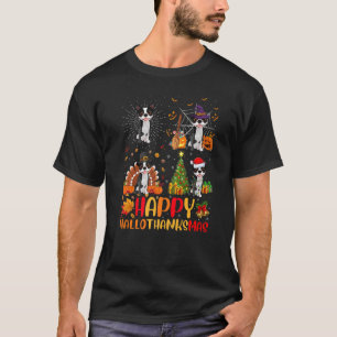 Halloween Christmas Boston Terrier Dog Hallothank T-Shirt