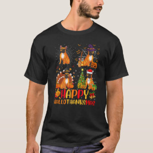 Halloween Christmas French Bulldog Hallothanksmas T-Shirt