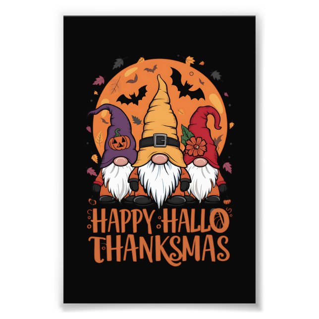 Halloween Christmas Happy HalloThanksMas Gnomes Photo Print (Front)