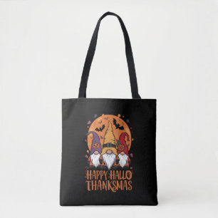Halloween Christmas Happy HalloThanksMas Gnomes Tote Bag
