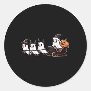 Halloween Christmas Santa's Reindeer Ghost Happy G Classic Round Sticker