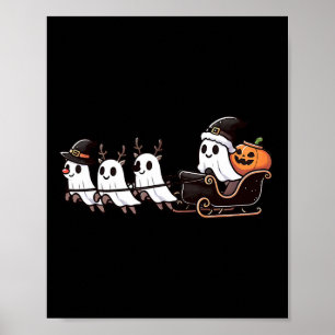 Halloween Christmas Santa's Reindeer Ghost Happy G Poster