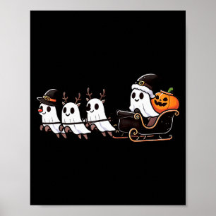 Halloween Christmas Santa's Reindeer Ghost Happy G Poster
