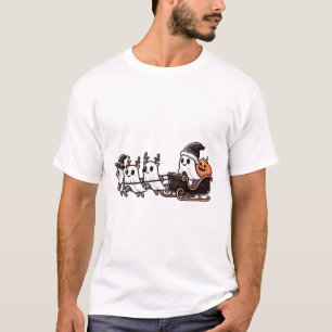 Halloween Christmas Santa's Reindeer Ghost Happy G T-Shirt